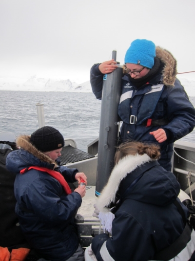 Dr Clara Hoppe and her colleagues take samples in the Arctic (Photo: Susana Garcia Espada)