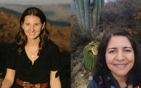 Two photos showing Ellen Quinlan and Liliana López-Olmedo