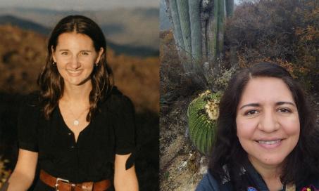 Two photos showing Ellen Quinlan and Liliana López-Olmedo