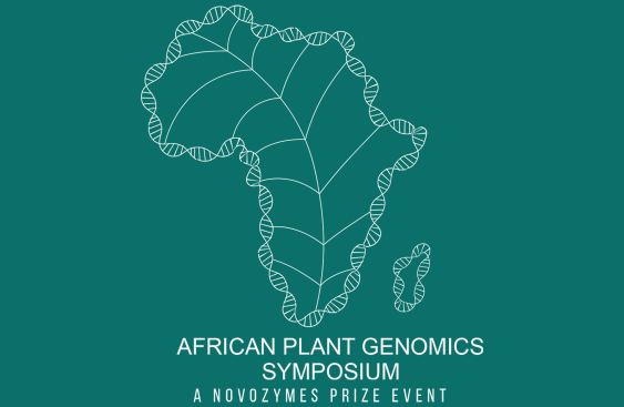 African Plant Genomics Symposium logo: a stylised plant leaf in the shape of the African continent, outlined with a DNA helix