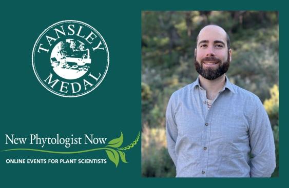 Tansley medal logo above the New Phytologist Now Logo with a photo of Moi  Exposito-Alonsoon the right.
