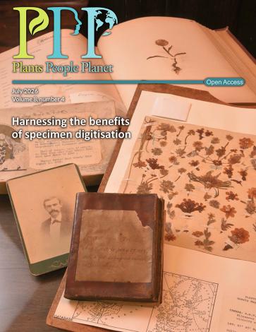 Cover of Plants, People, Planet volume 8, issue 4. Archives and specimens from the fateful Lady Franklin Bay Expedition (1881–1884) residing in the Carnegie Museum herbarium, Pittsburgh, USA.